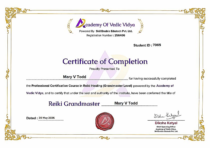 Usui Reiki Ryoho – Grandmaster & Teacher Training Diploma